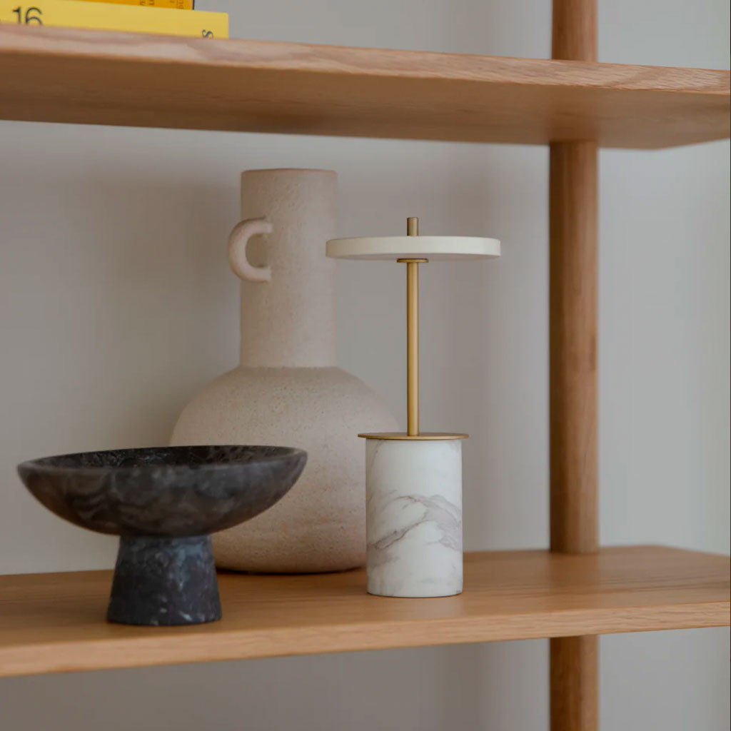 Asteria Move Mini Trådløs Bordlampe - White Marble - H: 25.5 cm - Umage