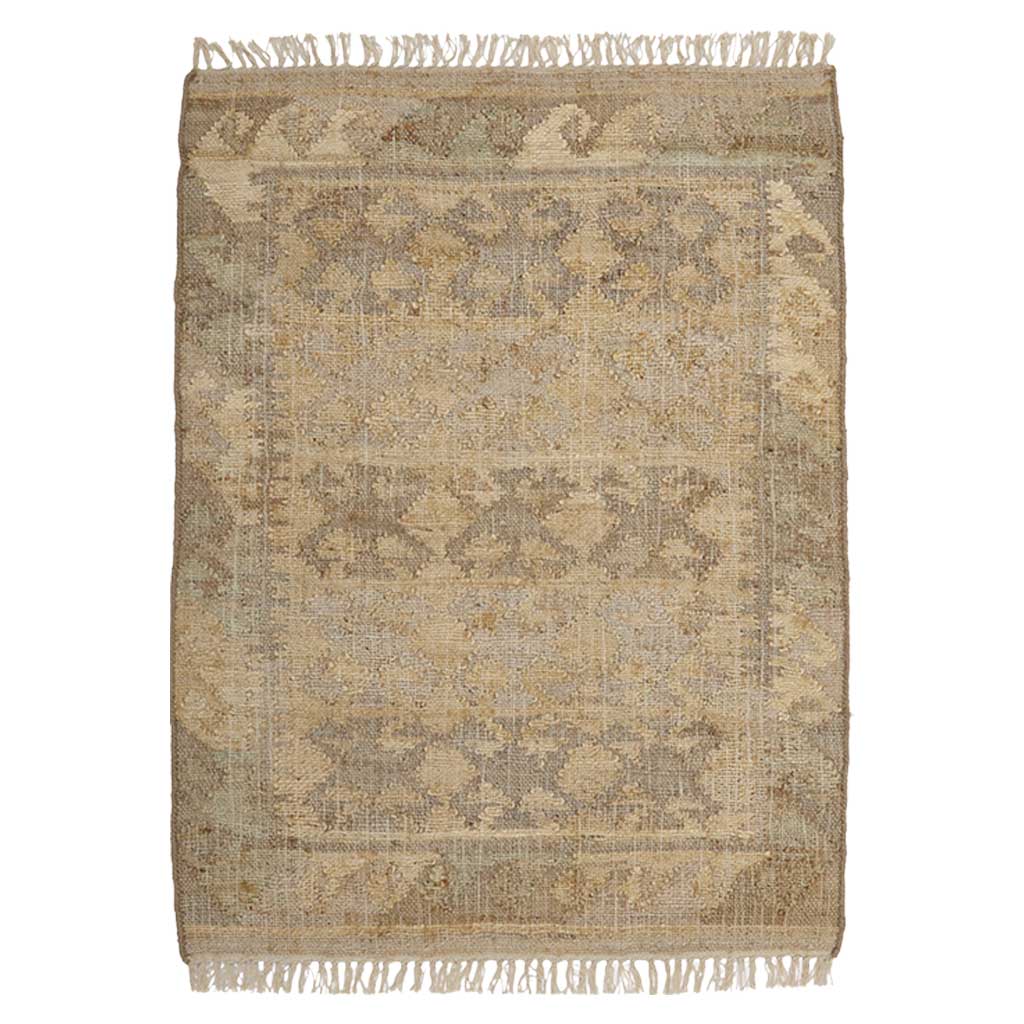 Bashir Jute Kelim Gulvtæppe - Beige/Grey - Liv Interior