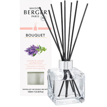 Lavender Fields - Cube Flakon Med Duftpinde - Maison Berger