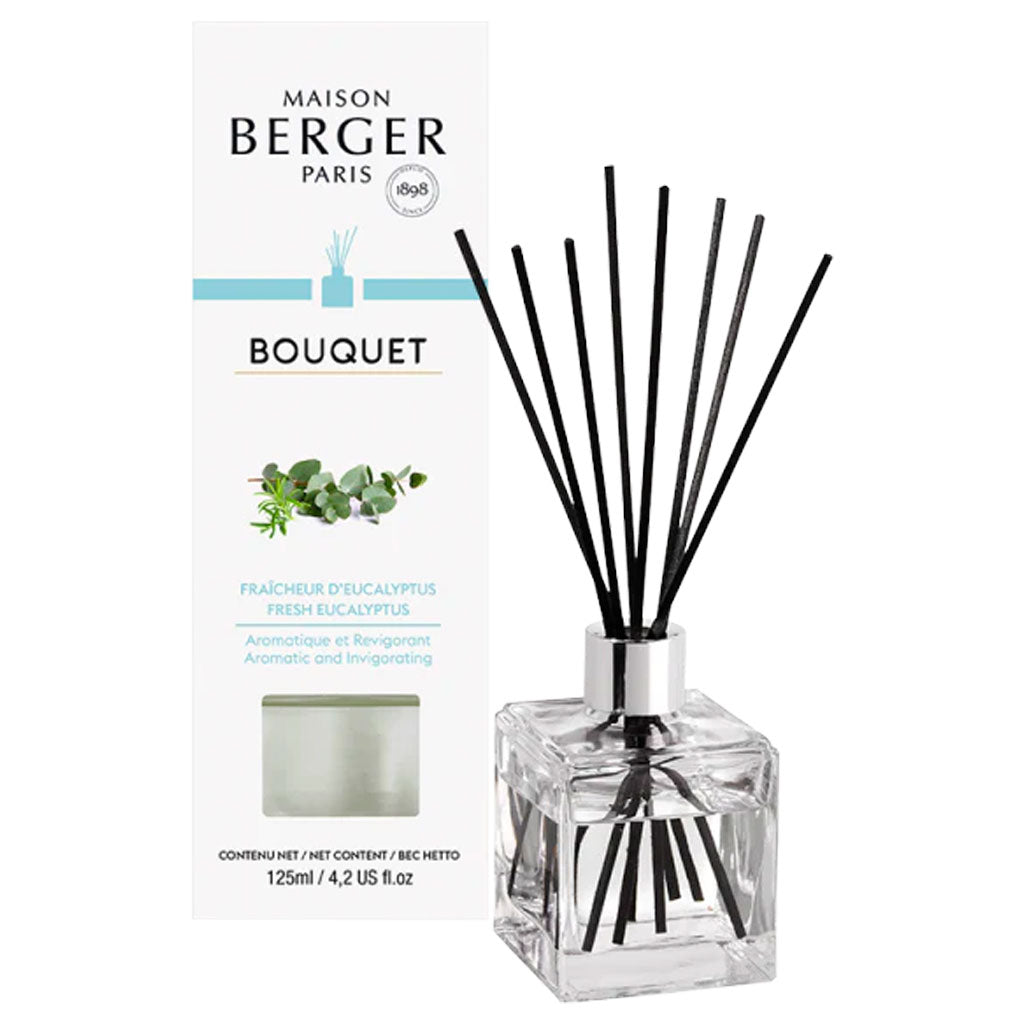 Fresh Eucalyptus - Cube flakon med duftpinde - Maison Berger