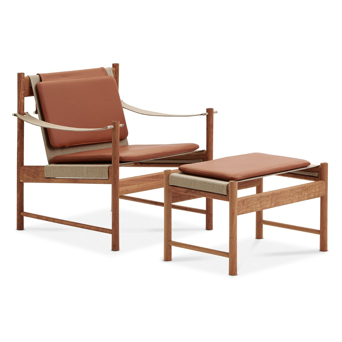 HB Fodskammel inkl. Cognac læder hynde - Kirsebær Olieret - Brdr Krüger