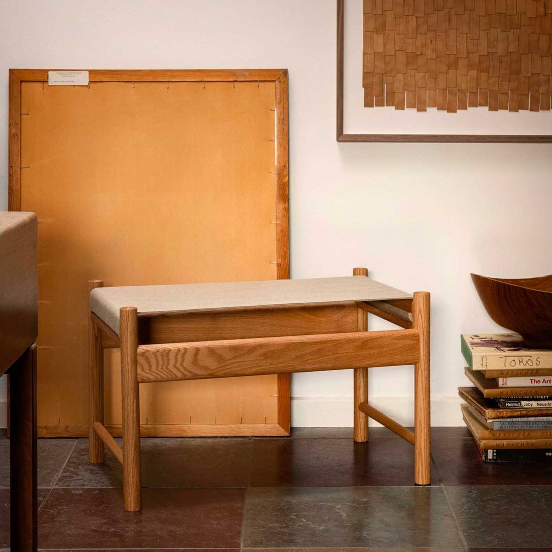 HB Fodskammel inkl. Canvas hynde - Kirsebær Olieret - Brdr Krüger