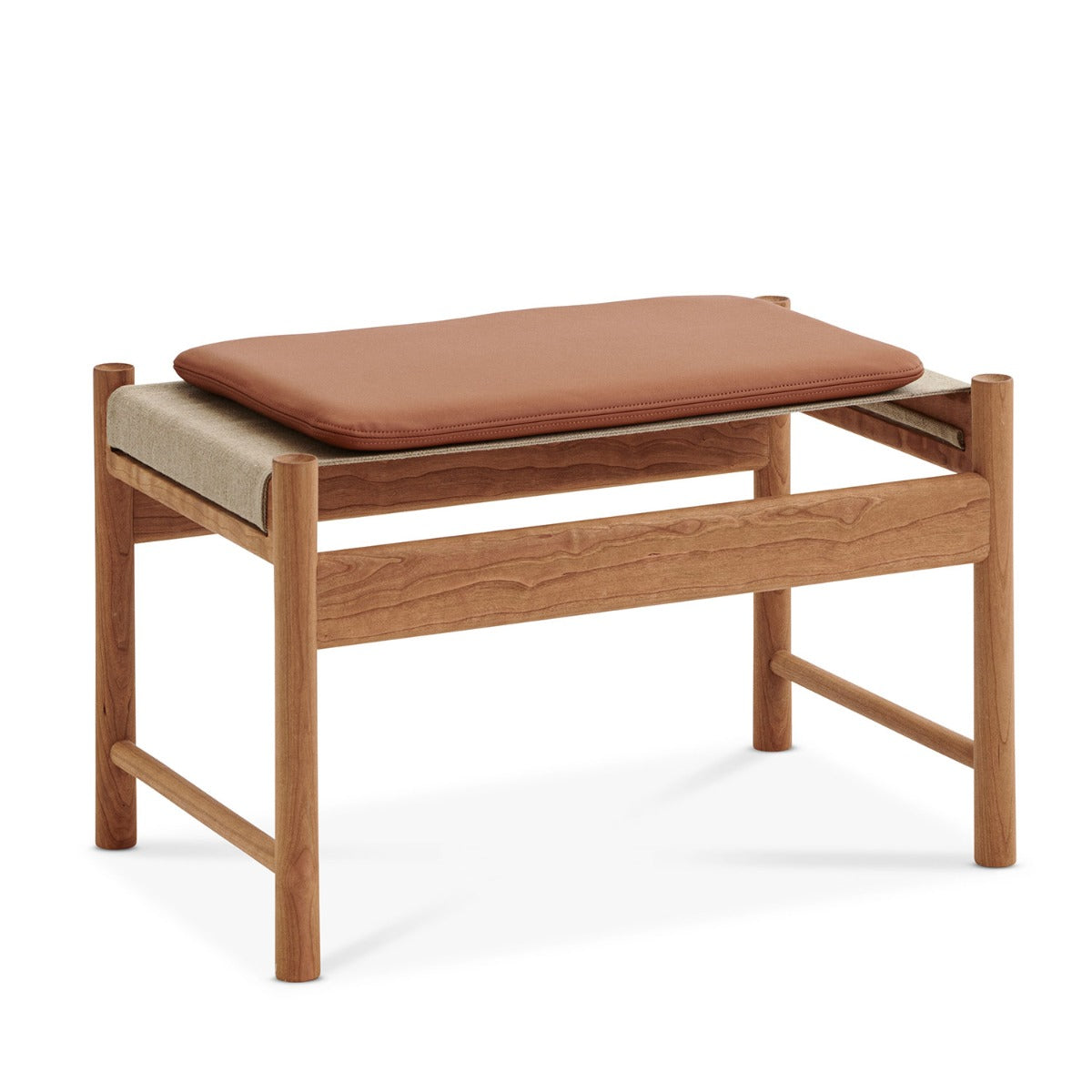 HB Fodskammel inkl. Cognac læder hynde - Kirsebær Olieret - Brdr Krüger