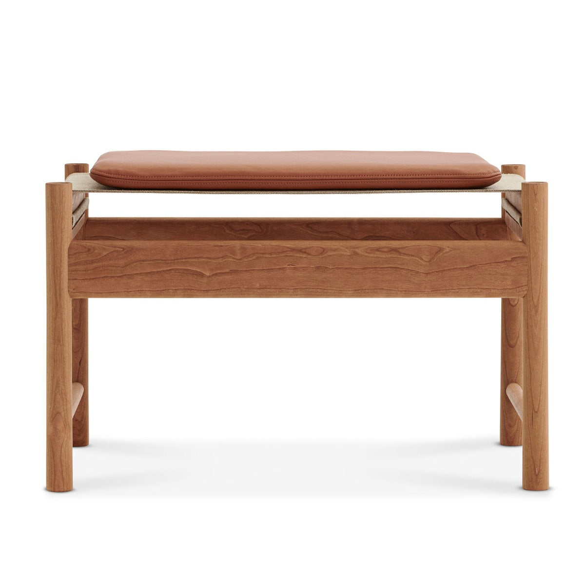 HB Fodskammel inkl. Cognac læder hynde - Kirsebær Olieret - Brdr Krüger