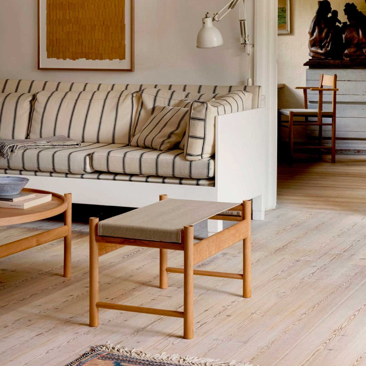 HB Fodskammel inkl. Canvas hynde - Eg Olieret - Brdr Krüger