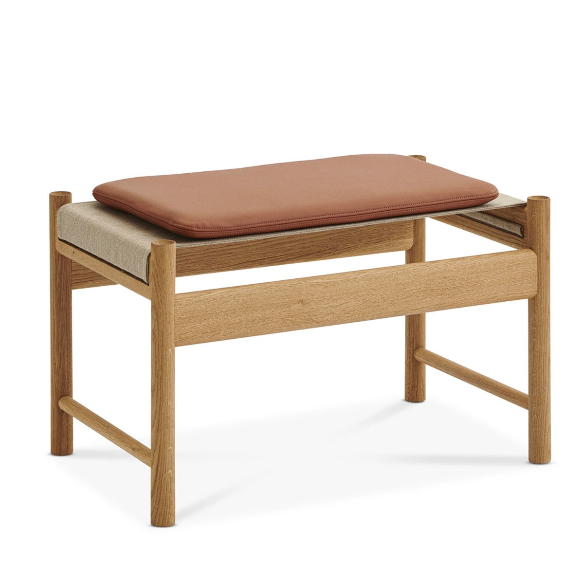 HB Fodskammel inkl. Cognac læder hynde - Eg Olieret - Brdr Krüger