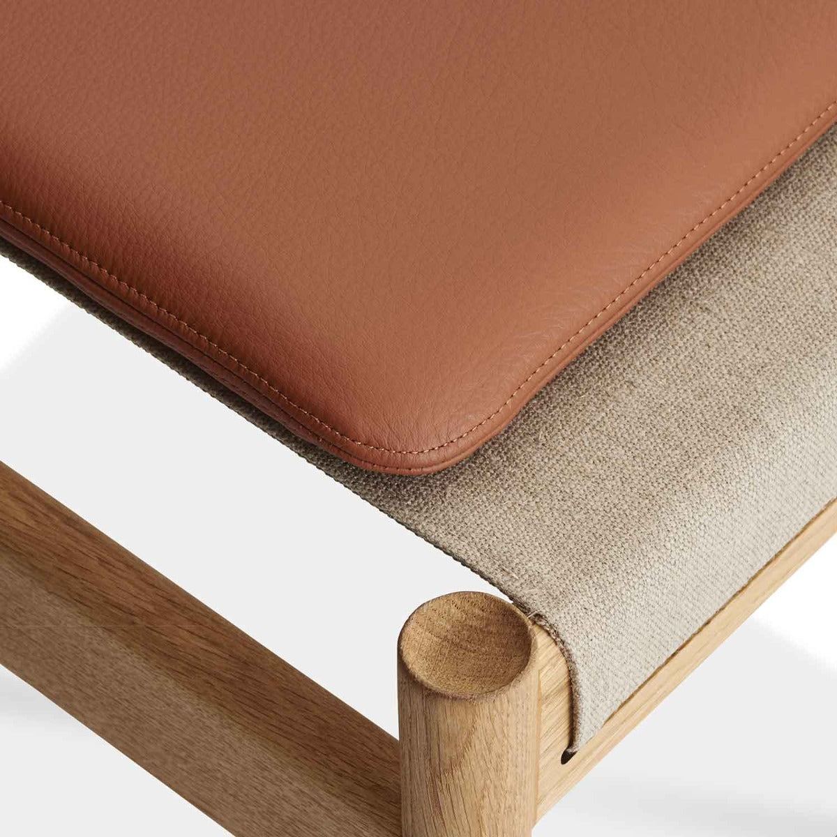 HB Fodskammel inkl. Cognac læder hynde - Eg Olieret - Brdr Krüger