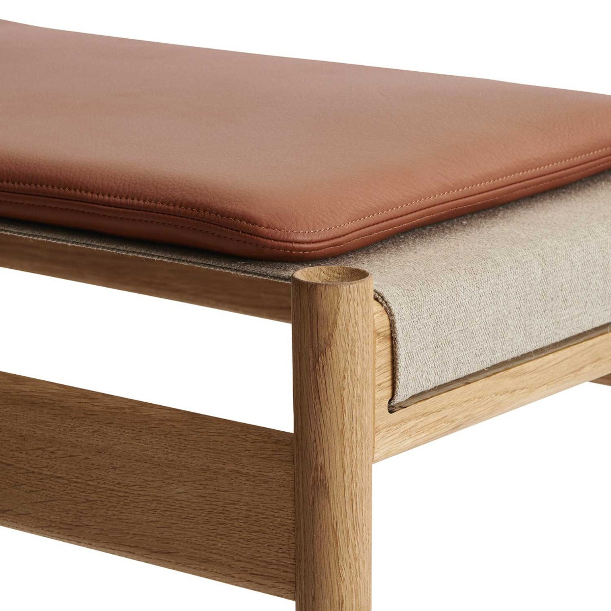 HB Fodskammel inkl. Cognac læder hynde - Eg Olieret - Brdr Krüger