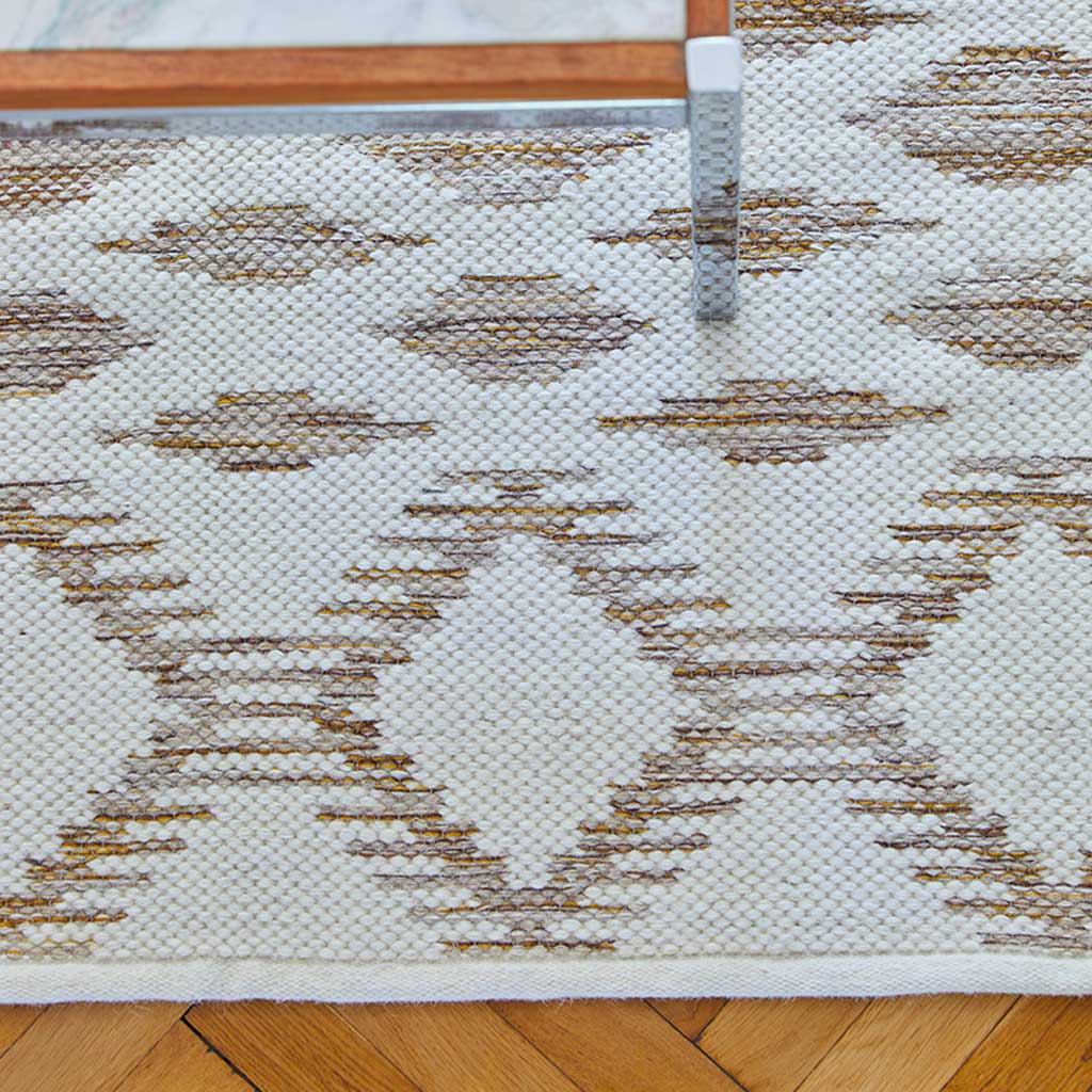 Idun wool/Cotton Gulvtæppe - Cream/Caramel - Liv Interior