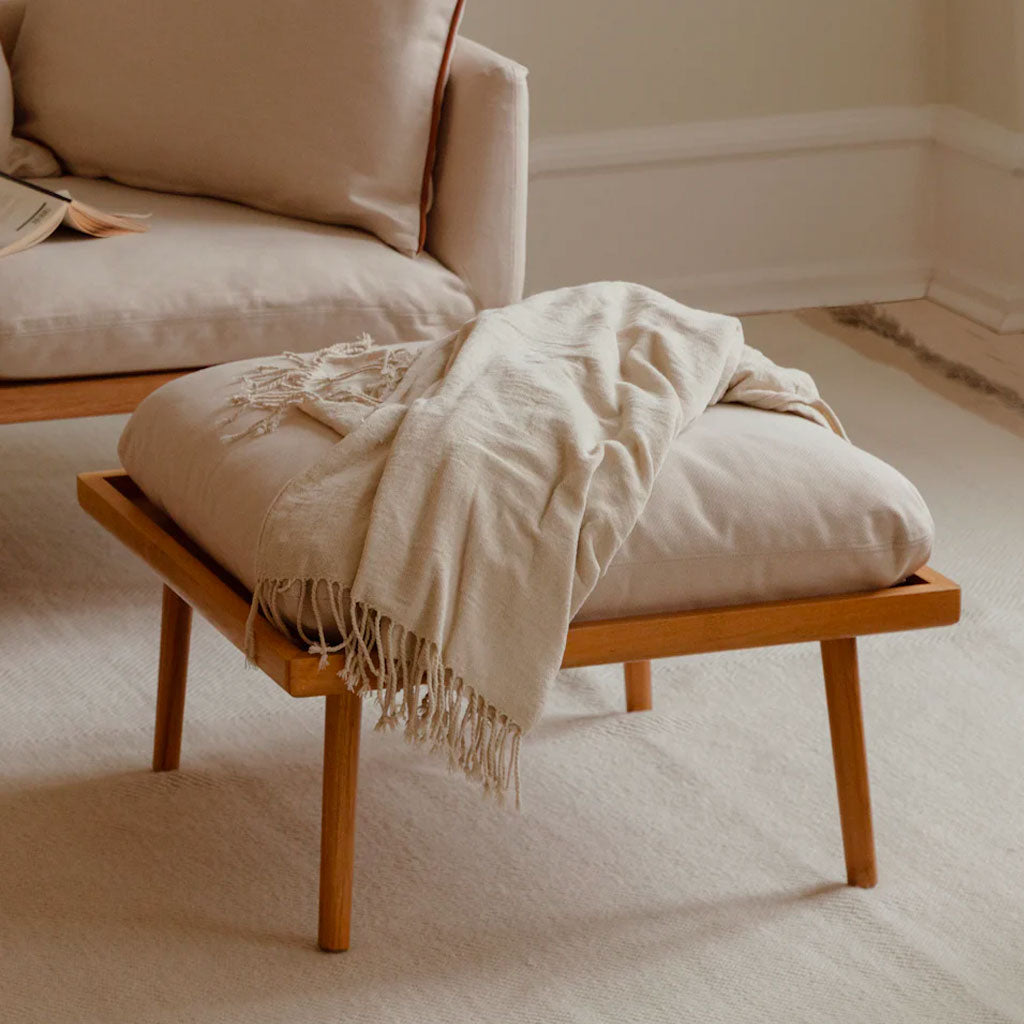 Lounge Around Shuffle Puf - Oak/White Sands - Umage