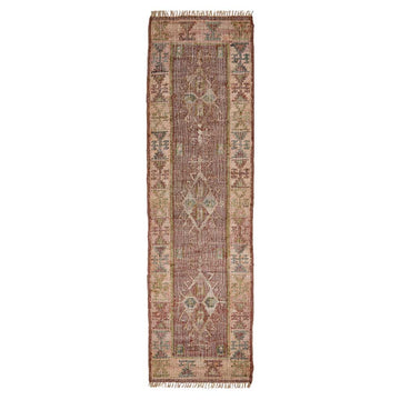 Muscat Jute Kelim Løber - 70x250 - Cognac/Green/Rose - Liv Interior