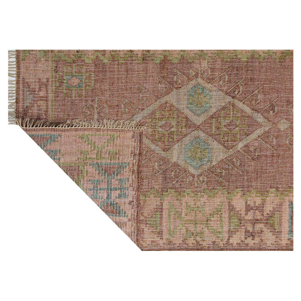 Muscat Jute Kelim Gulvtæppe - Cognac/Green/Rose - Liv Interior