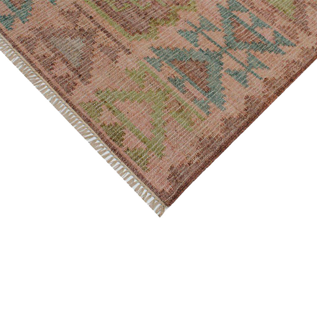Muscat Jute Kelim Gulvtæppe - Cognac/Green/Rose - Liv Interior