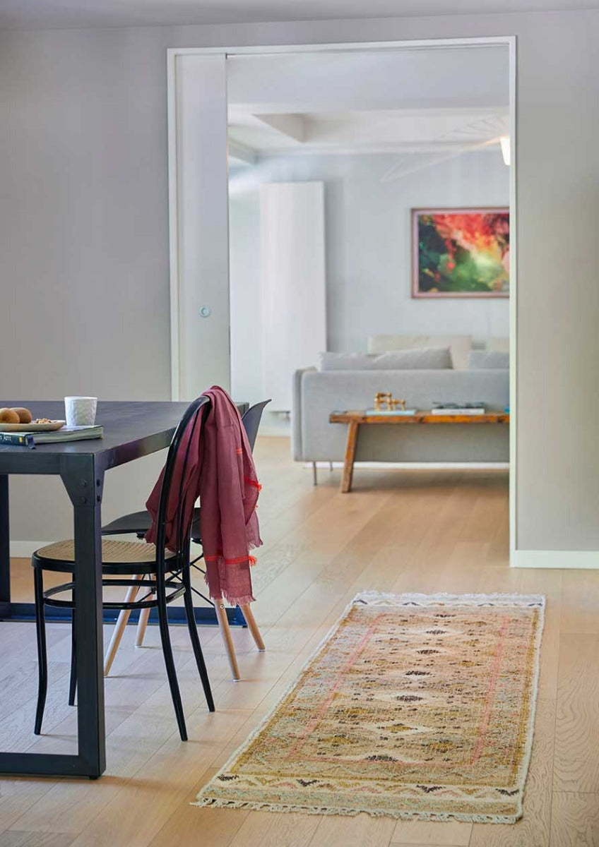 Provence Jute Kelim Løber - 70x250 - Natural/Rose/Buttercup - Liv Interior