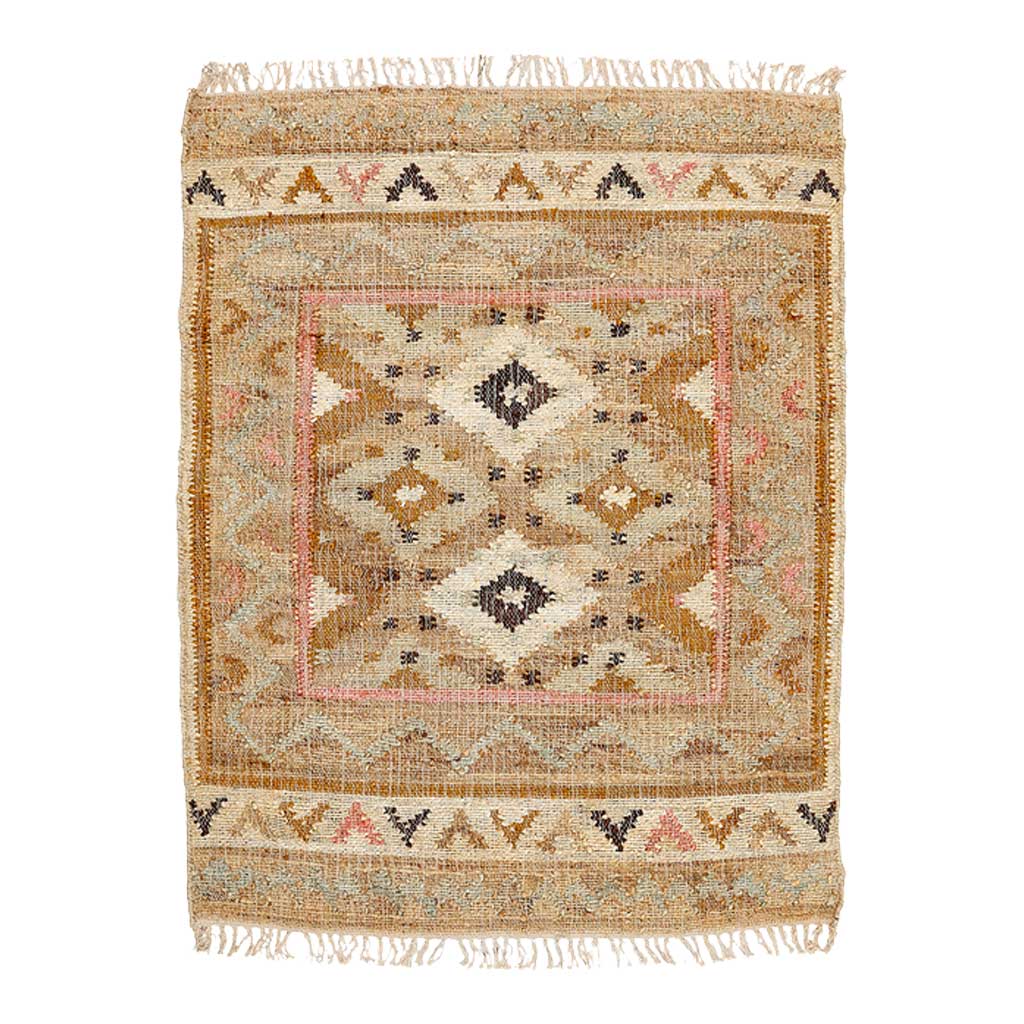 Provence Jute Kelim Gulvtæppe - Natural/Rose/Buttercup - Liv Interior