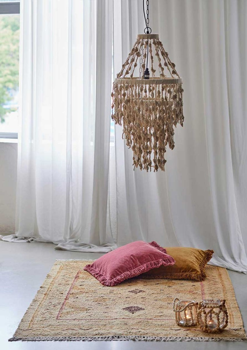 Provence Jute Kelim Gulvtæppe - Natural/Rose/Buttercup - Liv Interior
