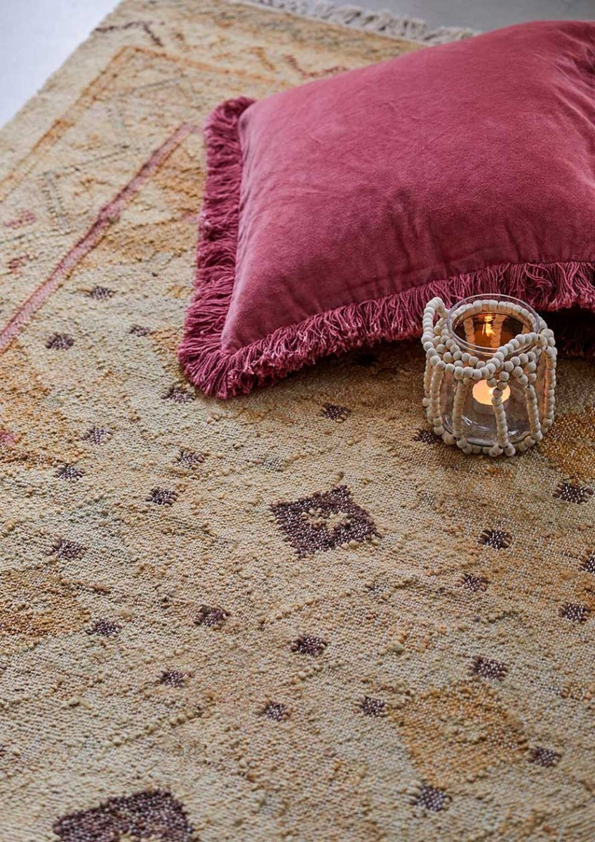 Provence Jute Kelim Gulvtæppe - Natural/Rose/Buttercup - Liv Interior