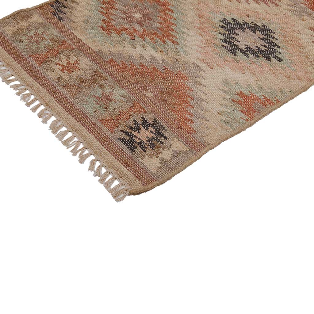 Puebla Jute Kelim Løber - 70x250 - Rose/Sierra/Grey - Liv Interior