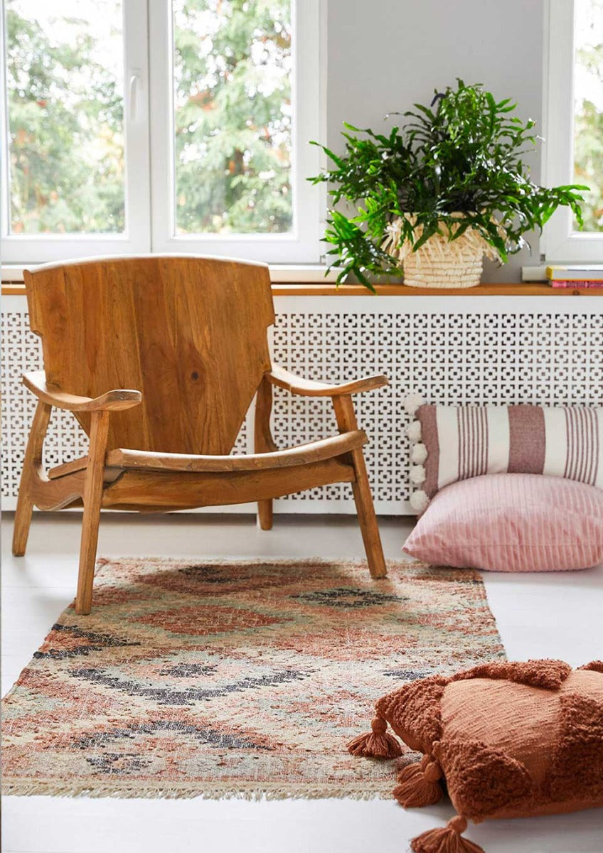 Puebla Jute Kelim Gulvtæppe - Rose/Sierra/Grey - Liv Interior