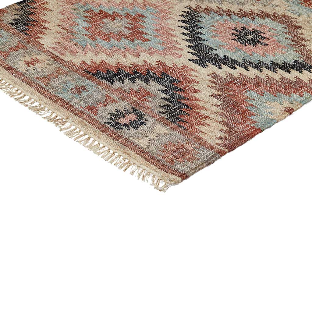 Puebla Jute Kelim Gulvtæppe - Rose/Sierra/Grey - Liv Interior