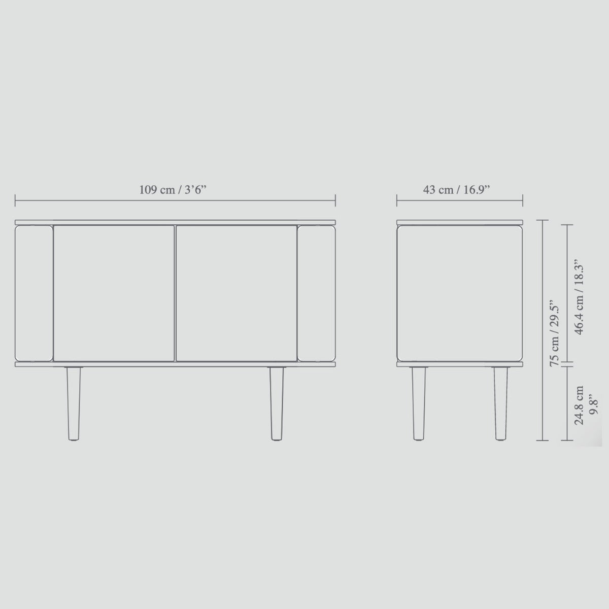 Treasures 2-Dørs Skab - Black Oak / White Sands - 109x75x43 - Umage