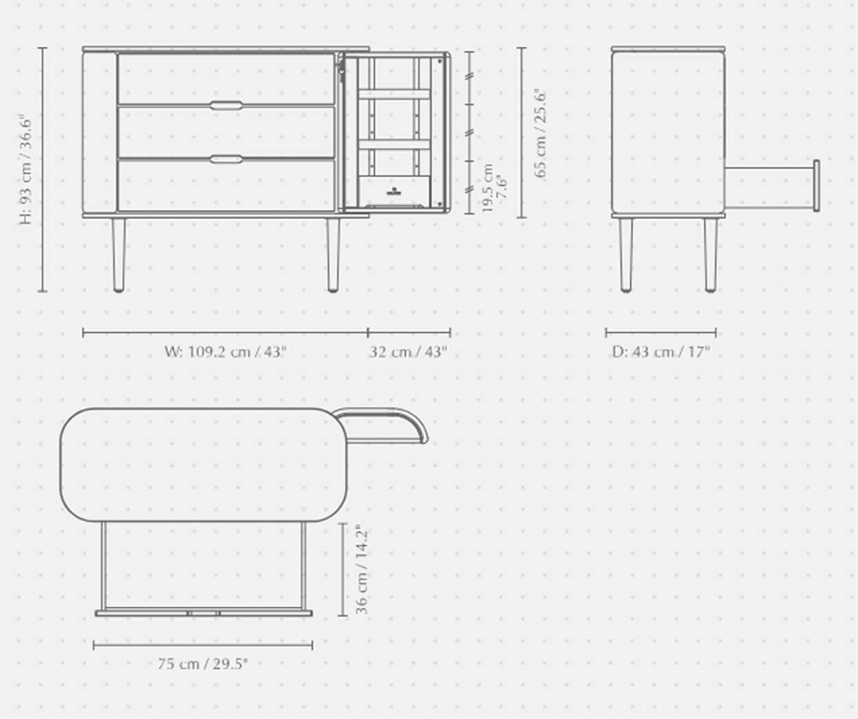 Treasures Kommode - 109.2x93x43 - Dark Oak / Venetian Cane - Umage