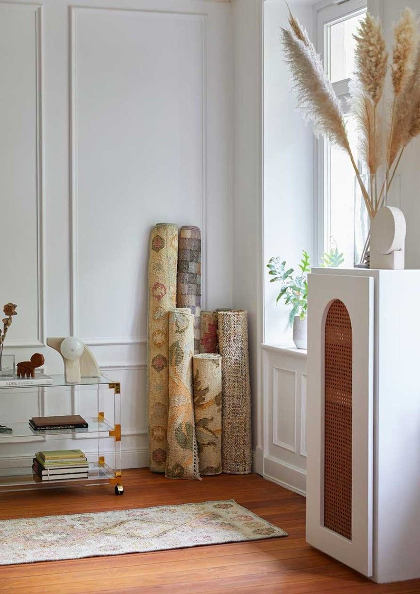 Valencia Jute Kelim Løber - 70x250 - Natural/Rosa/Gul/Lyseblå - Liv Interior