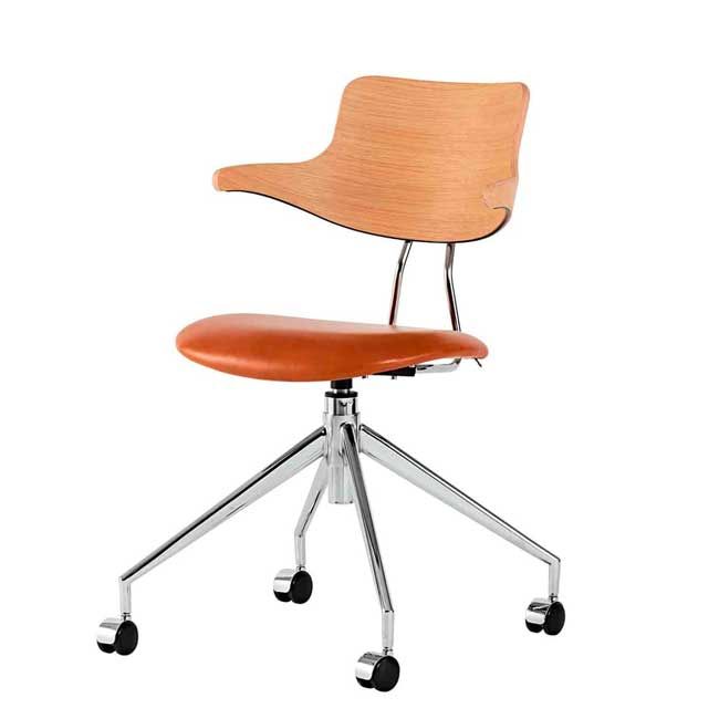 VL119 kontorstol (Sædepolstret - Læder M/Hjul) - Vermund