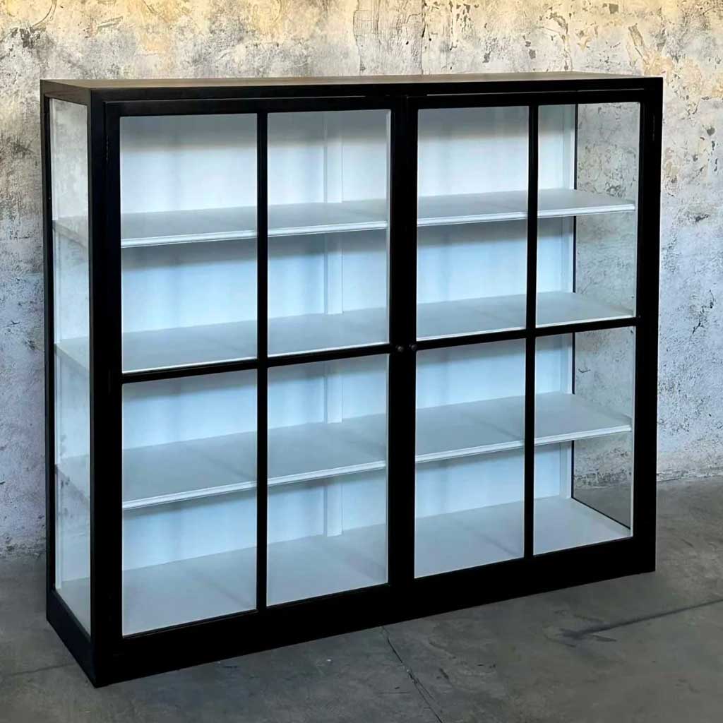 Vitrineskab - Sort - 140x120 - ByH