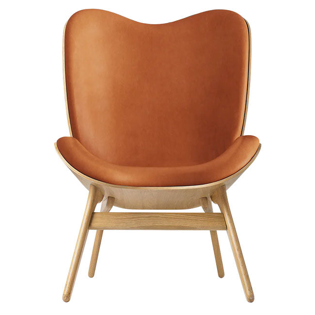 A Conversation Piece Tall Lænestol - Oak / Rust Dunes læder - H: 106 cm - Umage