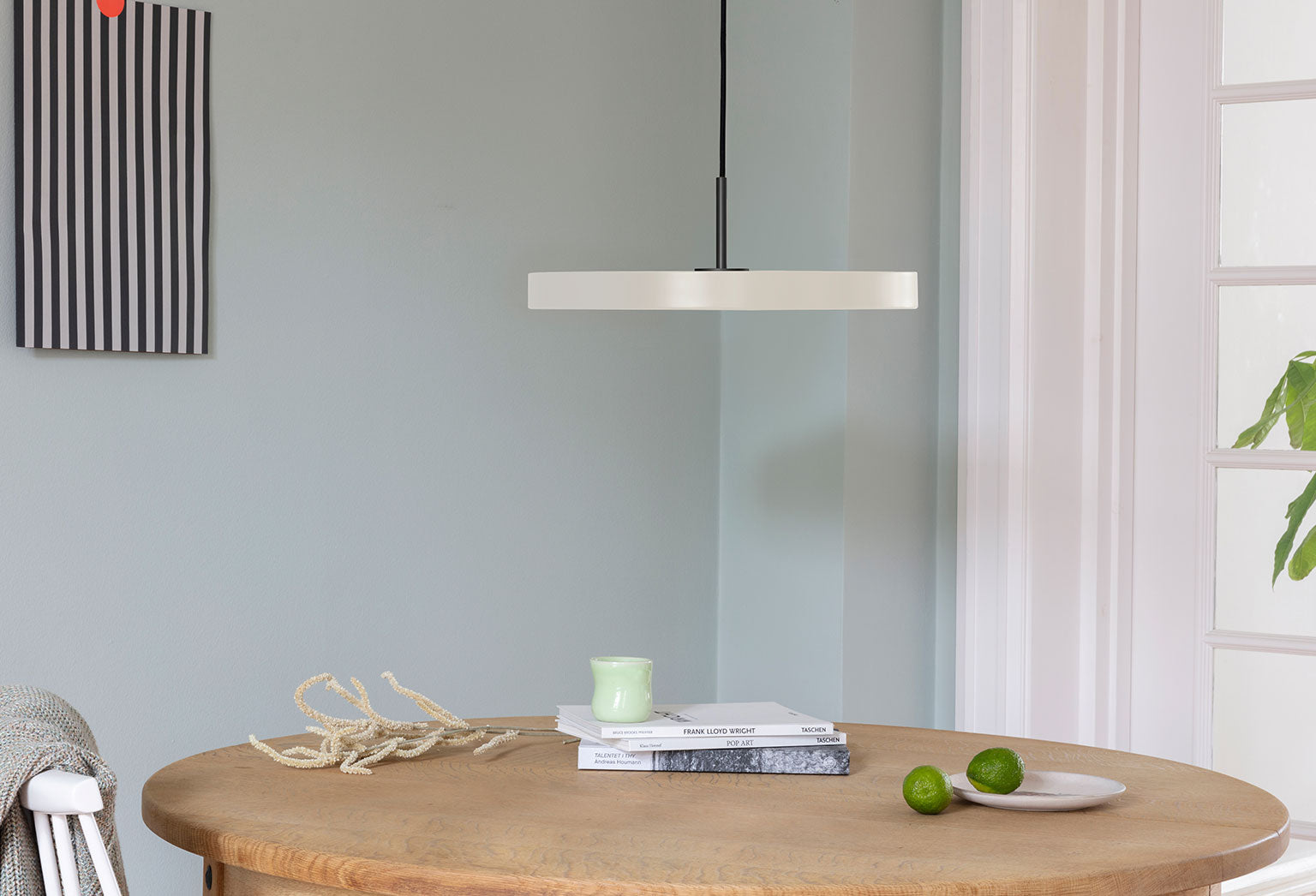 Asteria Pendel Plus Medium - Pearl White / Steel - Ø: 43 Cm - Umage