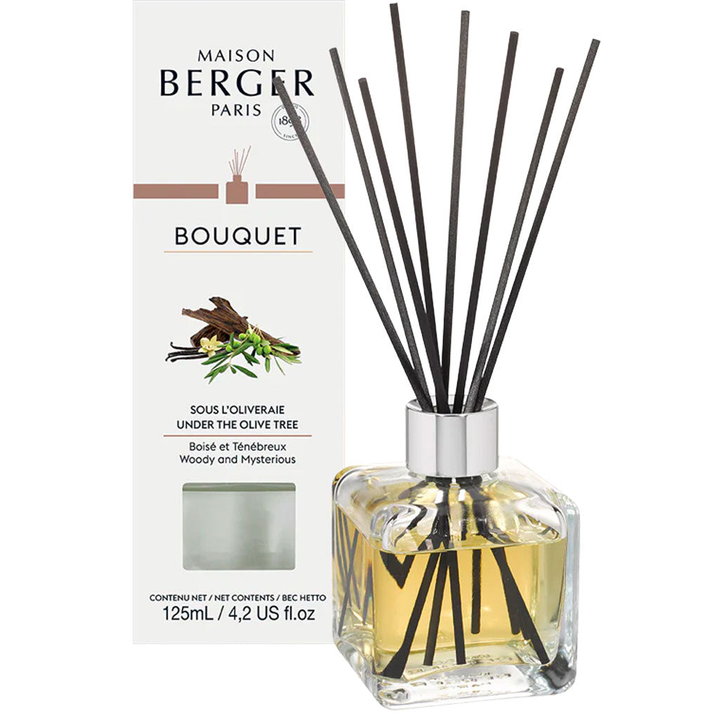 Under the Olive Tree - Cube Flakon Med Duftpinde - Maison Berger