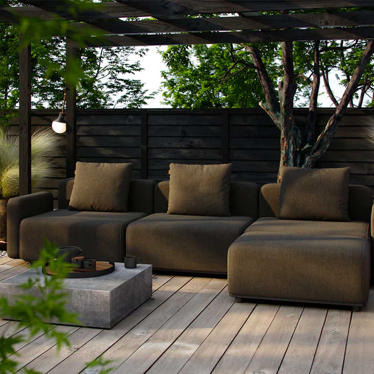 Cobana Lounge Sofa - 4 pers. u/arm. inkl. puder - Brown - SACKit