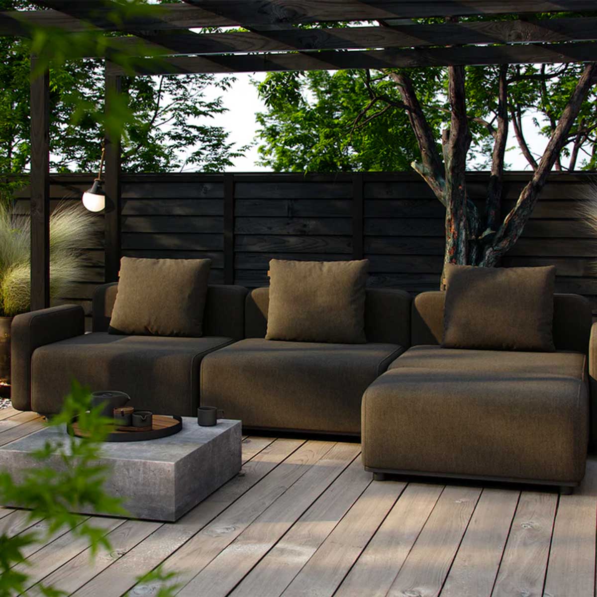 Cobana Lounge Sofa - 3 pers. m/arm. inkl. puder - Brown - SACKit