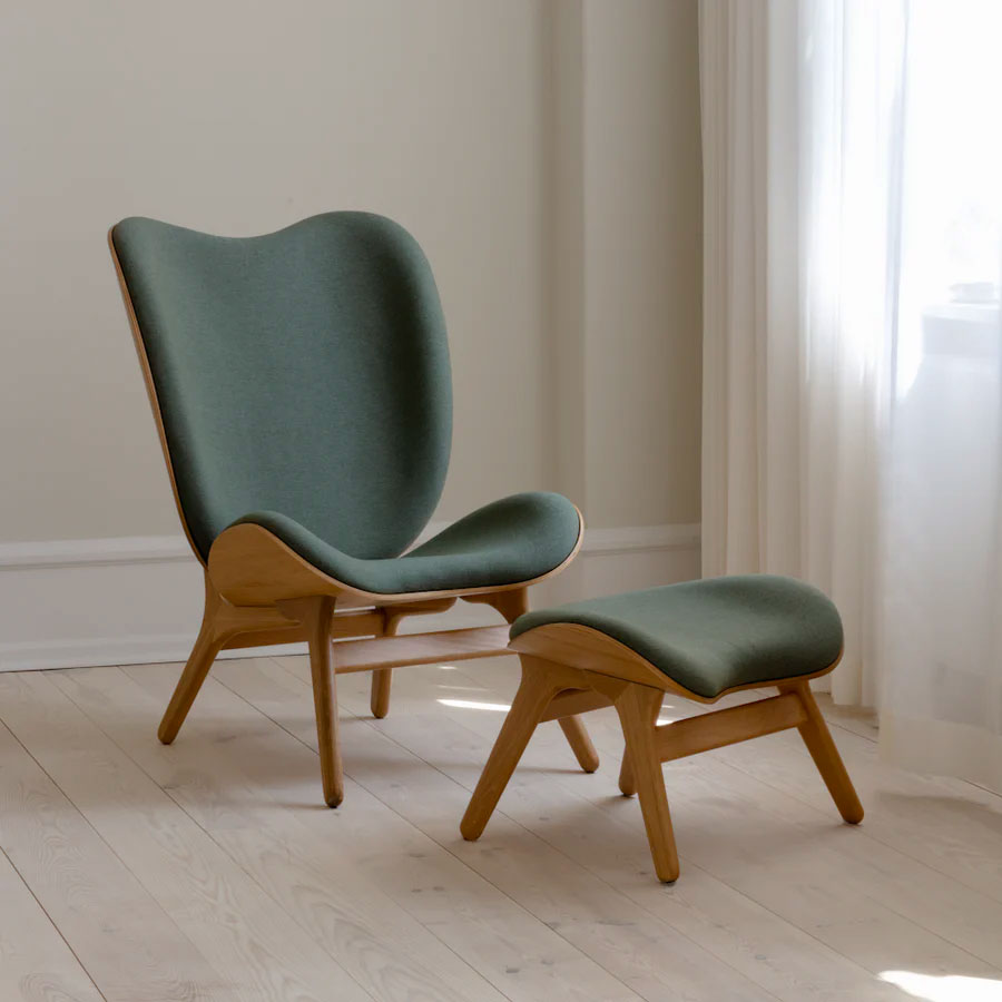 A Conversation Piece Ottoman - Oak / Morning meadows - H: 43 cm - Umage