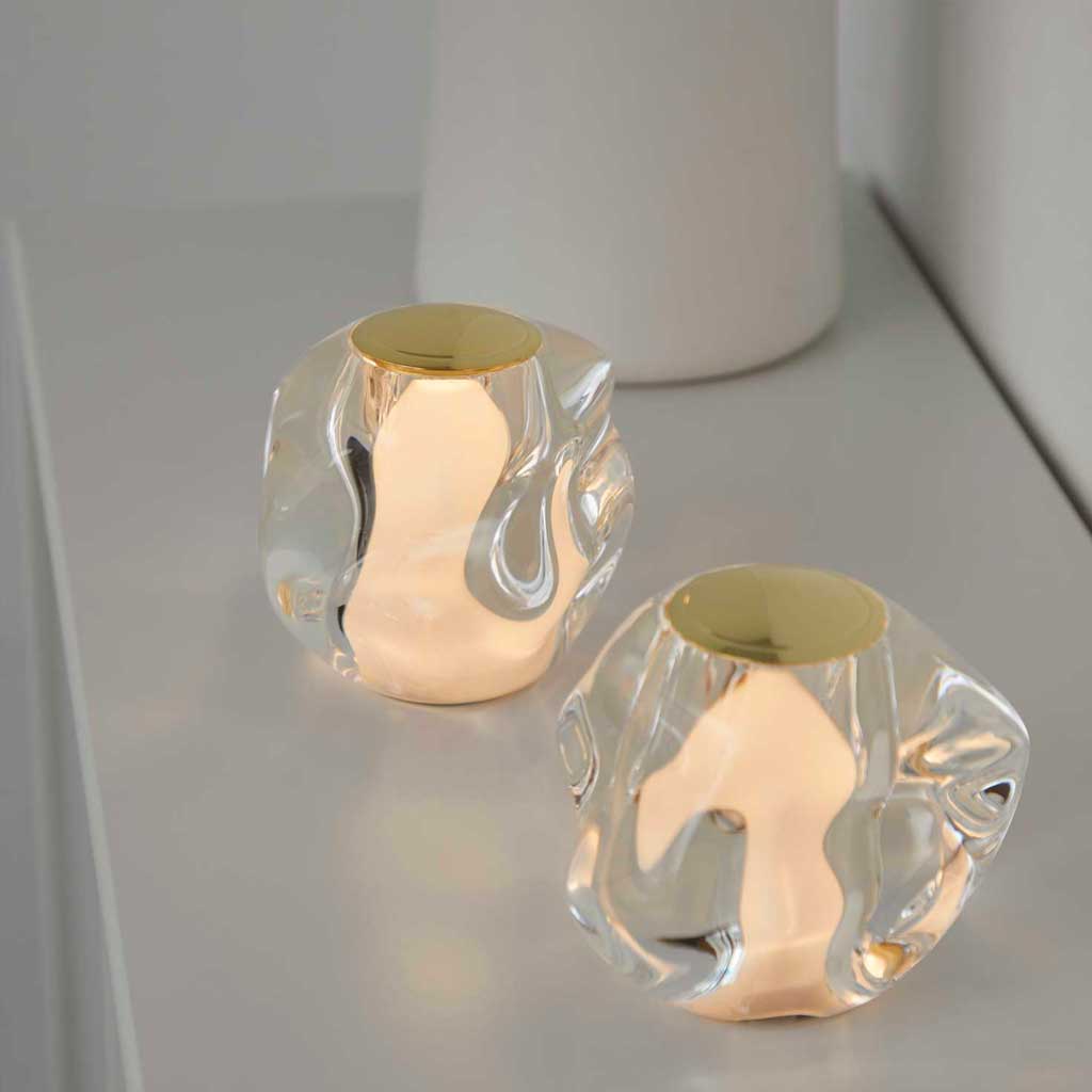 Ice Ball Batteri Bordlampe - Guld - Loom Design