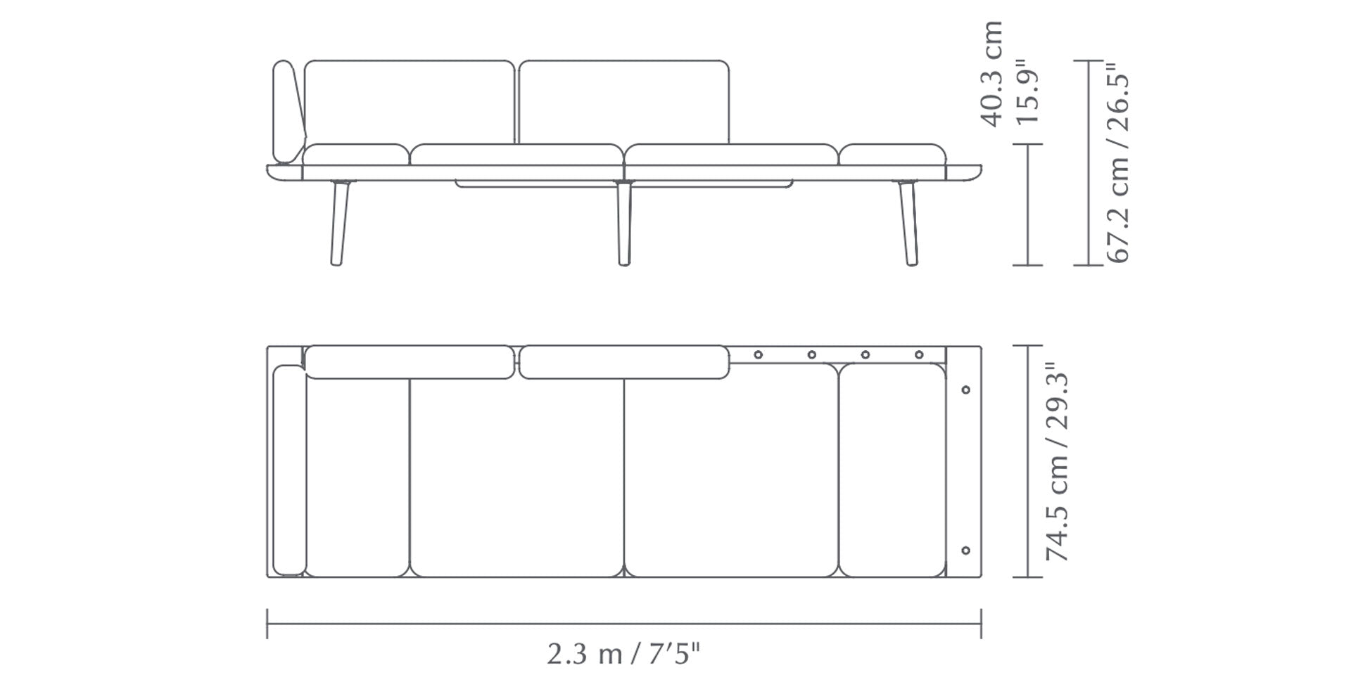 Lounge Around 3 pers. Sofa - Oak/White Sands - Umage