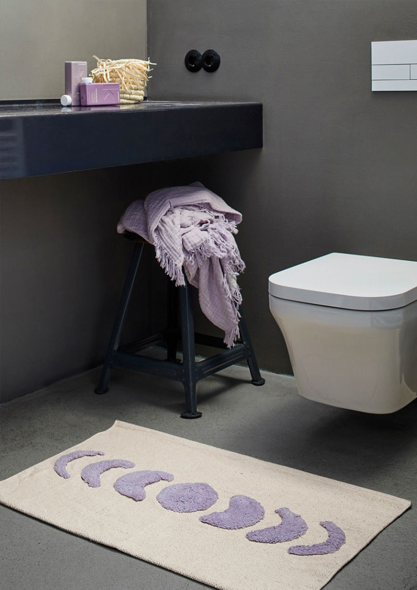 Luna Cotton Bademåtte - Natural/lilac, Oekotex - 55x80 - Liv Interior