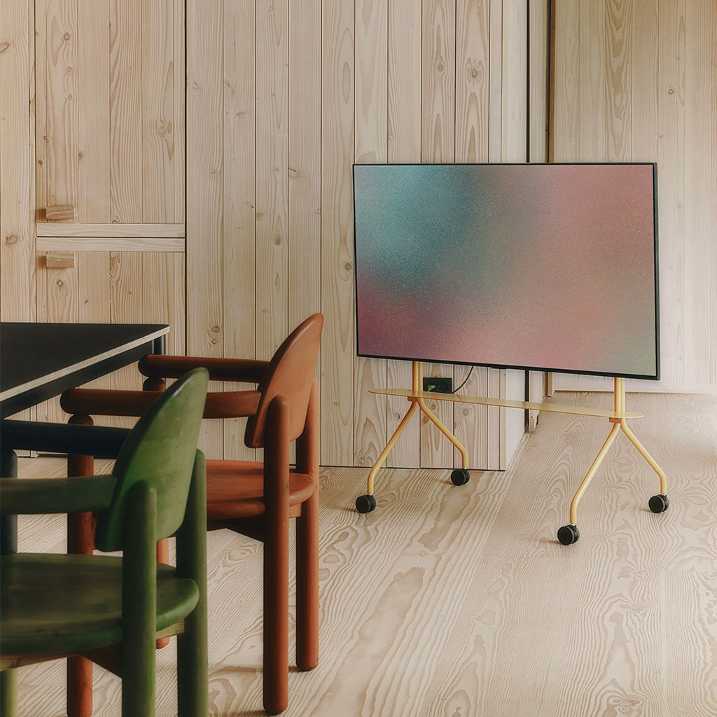 Moon Rollin' TV Stander - Apricot - Pedestal