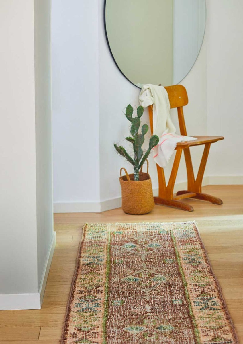 Muscat Jute Kelim Løber - 70x250 - Cognac/Green/Rose - Liv Interior