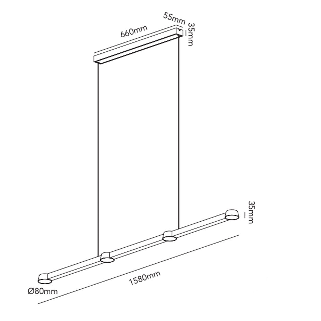 Optic Linear L1500 pendel - Titanium - Light Point
