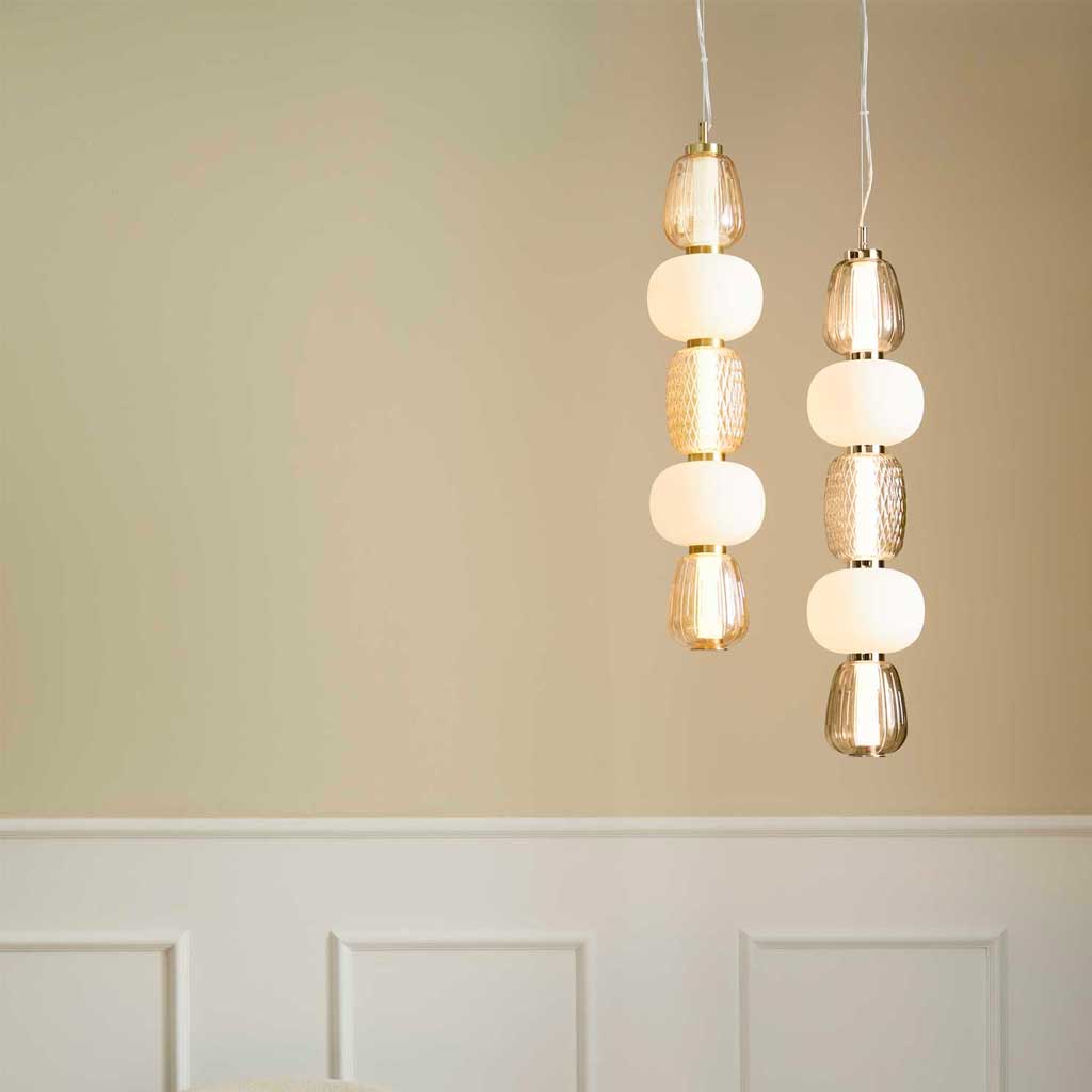 Pearl 5 Pendel - Amber/Guld - Loom Design