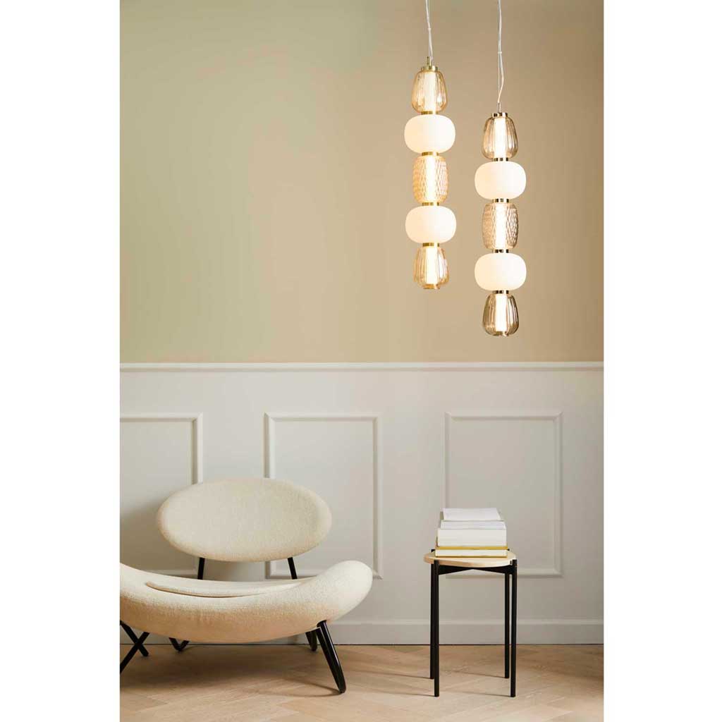Pearl 5 Pendel - Amber/Guld - Loom Design