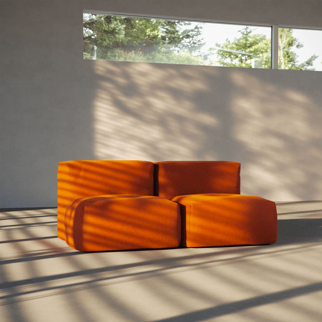 Soft Sofa Indoor - 2 Seater - Orange Jaquard - SACKit