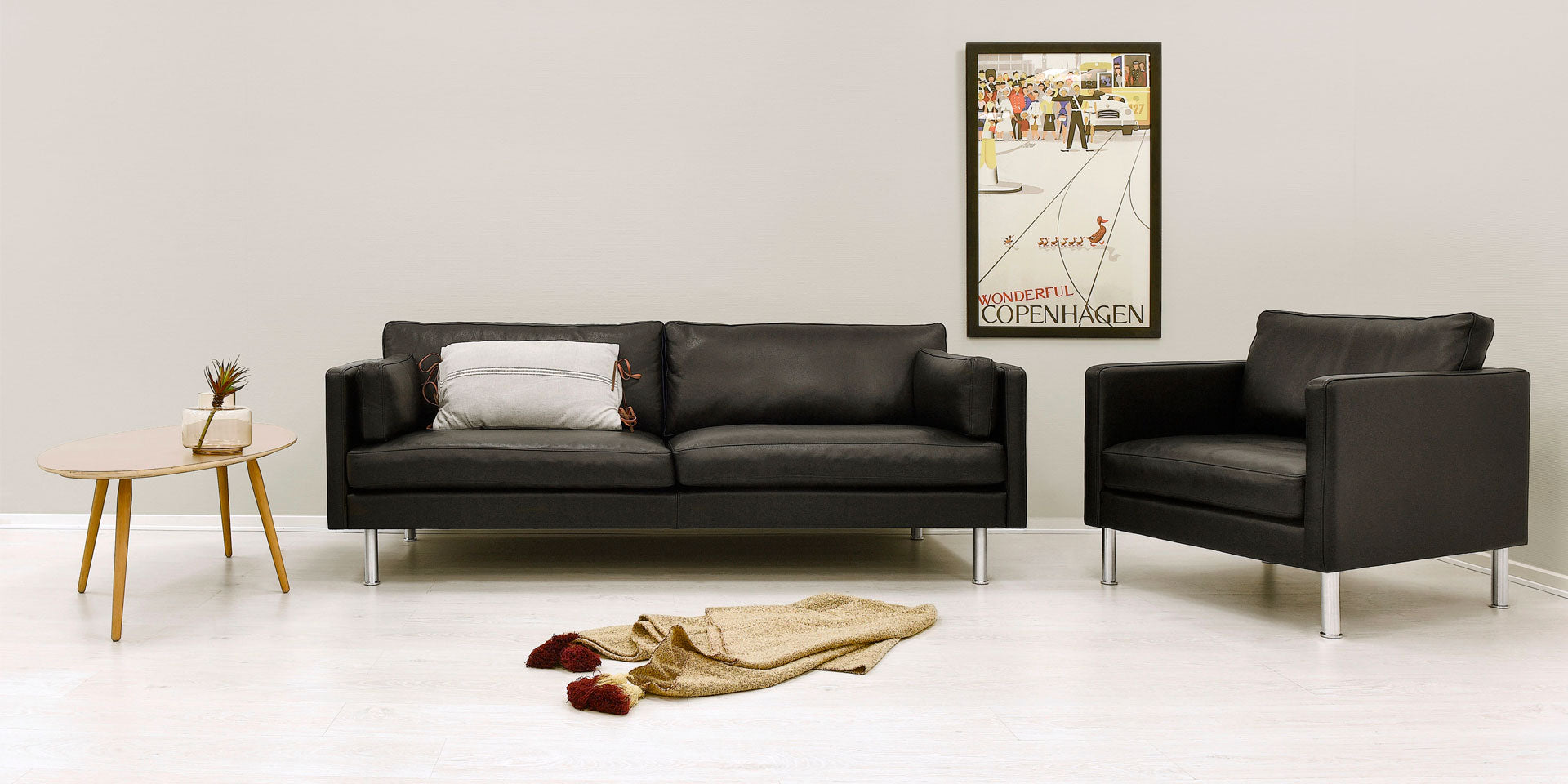 Classic 3 pers. Sofa - Sort Læder - Saxo Living