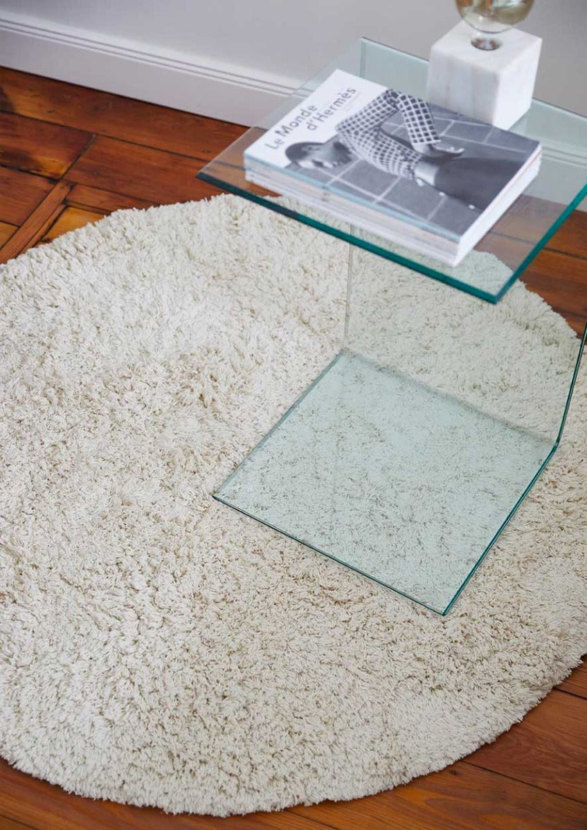 Shaggy Cotton Tæppe - Cream, Oekotex - Ø130 - Liv Interior