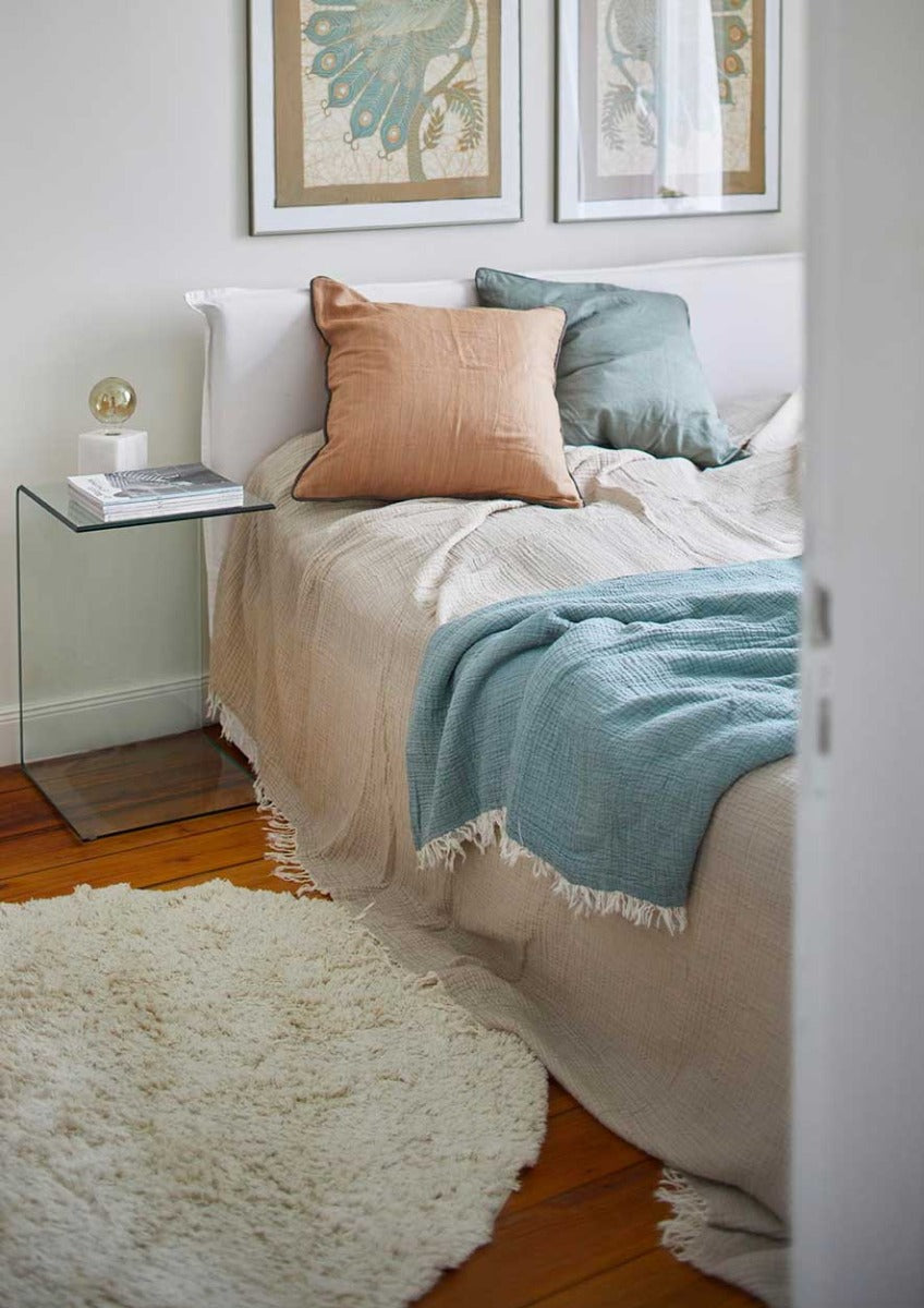 Shaggy Cotton Tæppe - Cream, Oekotex - Ø130 - Liv Interior