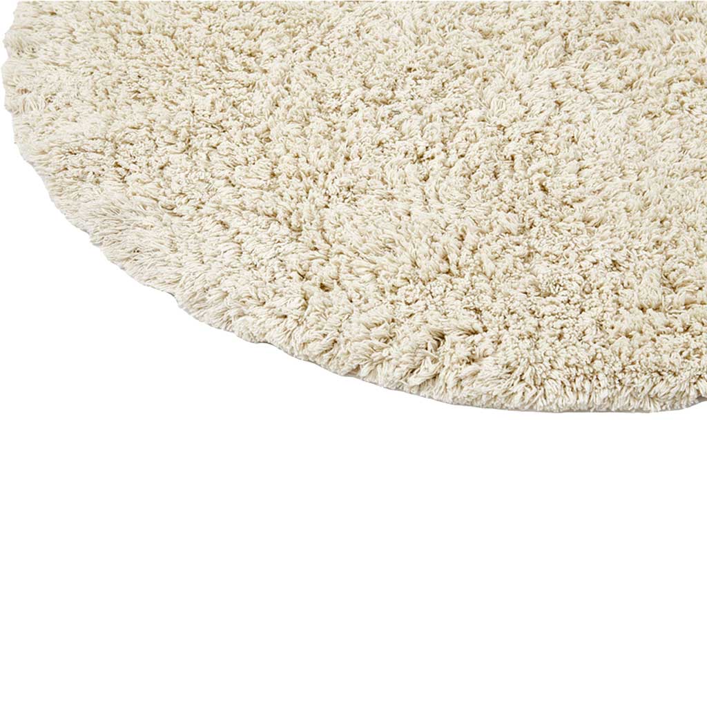 Shaggy Cotton Tæppe - Cream, Oekotex - Ø130 - Liv Interior