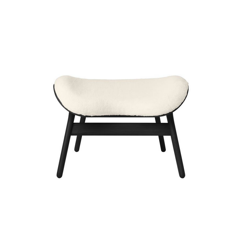 A Conversation Piece Ottoman - Black Oak / Teddy White - H: 43 cm - Umage
