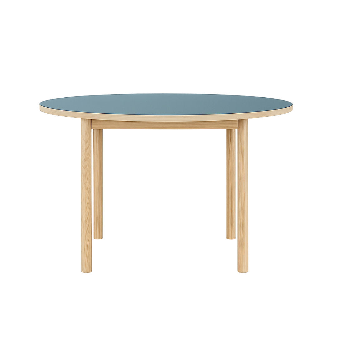 Essential Oak spisebord - Ø120 - Dusty Blue - Tablelab